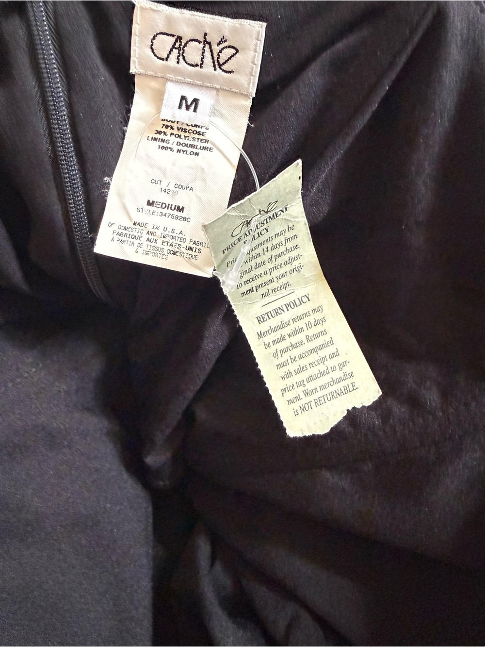NWT CACHE VINTAGE 90's Y2K Deadstock Evening Strapless Black Ruched Mini Dress - Picture 4 of 4